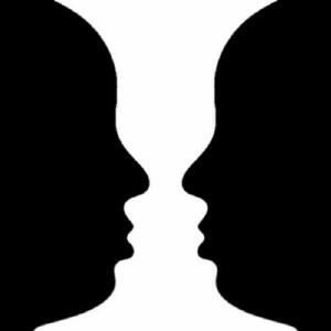 2 people facing each other or a vase Two People Facing Each Other, People Facing Each Other, Optical Illusion Paintings, Optical Illusions Pictures, Illusion Pictures, Cool Optical Illusions, Art Optical, Brain Tricks, Media Landscape