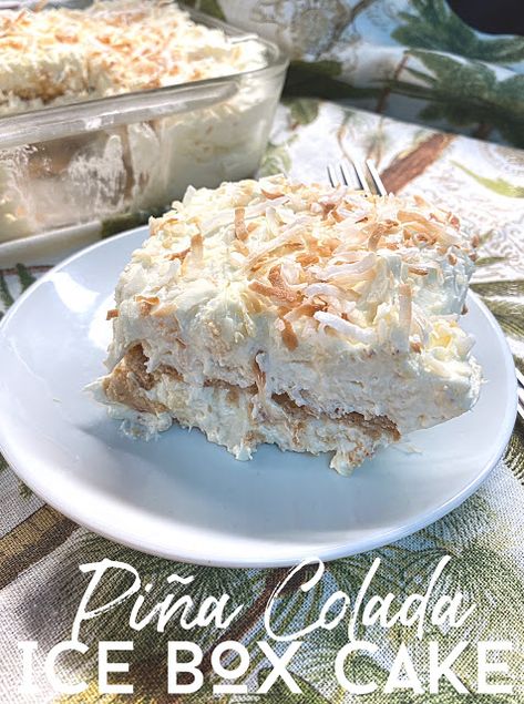 Pina Colada Icebox Cake Taste Of Home, Pins Colada Icebox Cake, Taste Of Home Pina Colada Ice Box Cake, Pina Colada Icebox Cake, Pina Colada Cake Recipe, Baking Deserts, Cook Desserts, Recipes With Cool Whip, Icebox Cakes