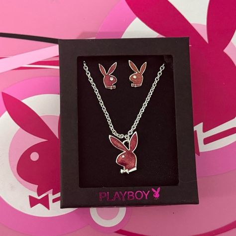 Playboy Red Glitter Necklace Set Gummy Sparkle Bunnies Earrings And Necklace Brand New, Never Used Free Collectible Pouch With This Final Sale | Price Is Firm From My Personal Collection, It’s One Of My Fav Pieces So The Price Is High #Playboy #Bunny #2000s #Y2k #Vintage 2000s Necklace, Playboy Earrings, Alt Closet, Playboy Jewelry, Emo Mcbling, 2000s Accessories, 2000s Jewelry, Pinky Girls, Mcbling 2000s