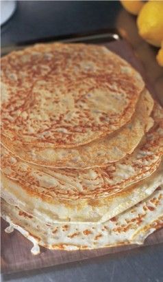 My favourite pancake recipe from Nigella:    INGREDIENTS  30g unsalted butter, melted, plus more for frying  150g plain flour  325ml milk  1 egg