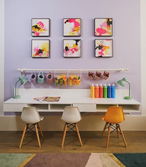 Joanna Landais at Eklektik Studio (@joannalandaisinteriors) • Фото и видео в Instagram Lilac Furniture, Teen Playroom, Organize A Playroom, Playroom On A Budget, Pastel Playroom, Playroom Seating, Playroom Shelves, Playroom Table, Playroom Wall Decals