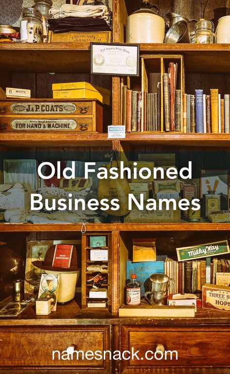 Vintage Store Names Ideas, Vintage Business Name Ideas, Book Store Names Ideas, Vintage Names Business, Gift Shop Names Ideas, Vintage Store Names, Aesthetic Shop Names, Studio Names Ideas, Gift Shop Names