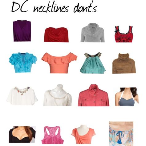 "DC necklines dont's" by wichy on Polyvore Dramatic Classic Winter Outfit, Dramatic Classic Jewelry, Dramatic Classic Kibbe Style, Dramatic Classic Style Outfits, Kibbe Dramatic Classic, Hoc Summer, Classic Kibbe, Kibbe Dramatic, Dc Style