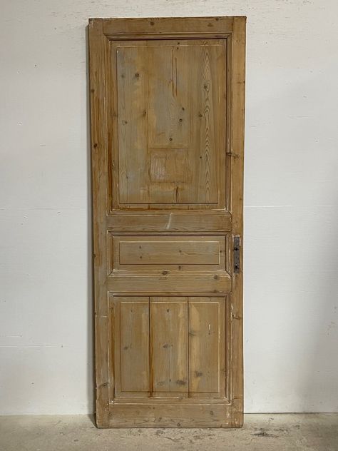 "Antique French doors Antique French doors imported from Egypt, made out of massive East European pine. These doors were pulled out of a building and are architectural salvage. They are not not brand new and has wear and tear. Dimensions: 87.25\" by 32.25\" total width *Our doors come in various sizes and at times the sizes might be off a quarter of an inch.  **Imperfections are part of the charm of our antique doors Please contact us with any questions." Antique French Doors, Salvaged Doors, Panel Door, Antique Doors, Beautiful Doors, Architectural Salvage, Panel Doors, French Doors, Glass Door