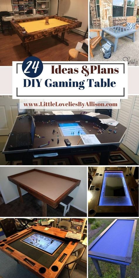 Table Top Game Table, Game Coffee Table Diy, Diy Home Games, Diy Gaming Table Plans, D&d Table Gaming, Diy Game Table Ideas, Gaming Dining Table, Tabletop Gaming Table, D&d Gaming Table