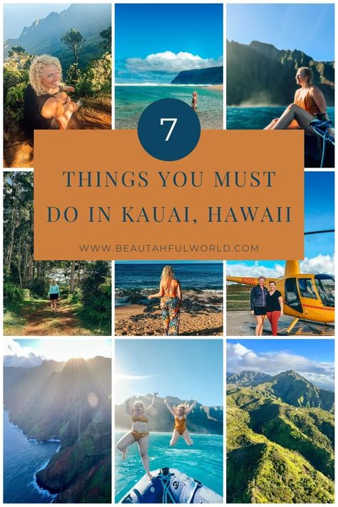 Kauai is a magical place and you are in for a treat when visiting this island. Here are 7 things you must do in Kauai to have an epic trip. #kauai #hawaii #kauaihawaii what to see in Kauai, unusual things to do in Kauai, best activities in Kauai, what to see in Kauai, Napali Coast Kauai, Zodiac Boat Tour, Waimea Canyon, Kauai Hawaii beaches, Kauai Hawaii hikes, whale watching Kauai, snorkeling in Kauai, Poipu Kauai Hawaii Best Hikes In Kauai, Must Do In Kauai, Waimea Canyon Kauai, Kauai Hawaii Beaches, Kauai Hawaii Things To Do In, Zodiac Boat, Poipu Kauai Hawaii, Kauai Snorkeling, Napali Coast Kauai