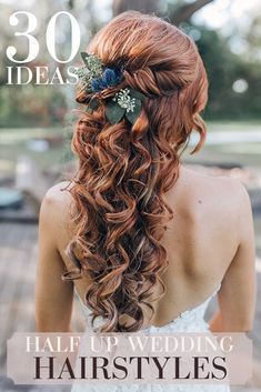 Untitled Soft Wedding Hair, Bridal Hair Half Up, Half Up Wedding Hair, Wedding Hair Half, Hair Half Up, Curly Wedding Hair, Hairdo Wedding, Flowers In Her Hair, Wedding Hairstyles Half Up Half Down