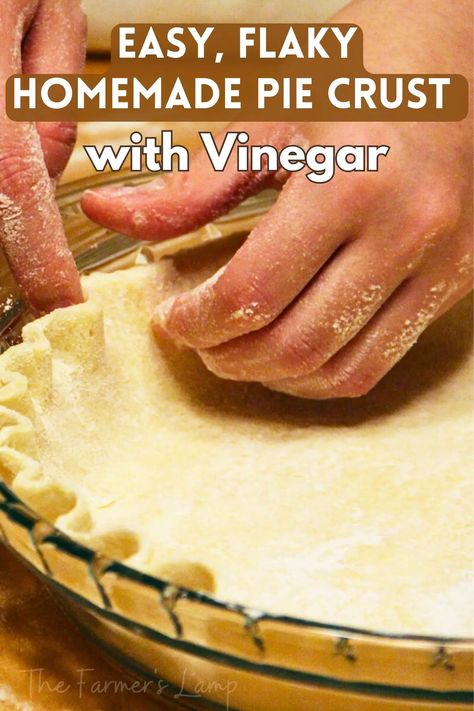 Easy, Flaky Homemade Pie Crust With Vinegar • The Farmer's Lamp Pie Crust Recipe With Vinegar, Pie Crust With Vinegar, Easy Homemade Pie Crust, Easy Flaky Pie Crust, Easy Homemade Pie, Pie Crust With Butter, Pie Crust Uses, Flaky Pie Crust Recipe, Pie Crust Recipe Easy