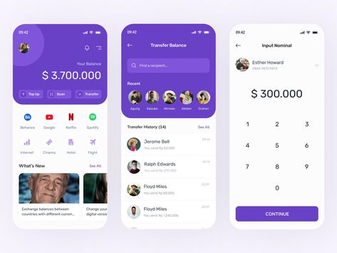 E-Wallet App by Nura on Dribbble Online Wallet, Mobile App Ui, Web Design Trends, Ui Design Inspiration, App Ui Design, App Ui, Mobile Design, Ui Ux Design, Ux Design