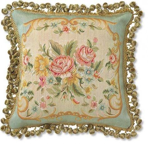 Exquisite fine needlepoint tapestry pillow. Pretty Bedding, French Tapestry, Throw Pillow Styling, Tapestry Pillow, Needlepoint Tapestry, Pretty Pillow, Floral Bedding, Needlepoint Pillows, Gorgeous Pillows