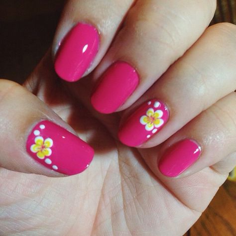 My Hawaiian plumeria flower nail art over fuchsia nails Fuchsia Nails, Hawaiian Flower Nails, Hawaiian Nails, Hawaii Nails, Beach Nail Designs, Hawaiian Plumeria, Tropical Nails, Flower Nail Designs, Floral Nail Art