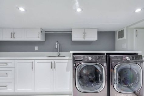 Low Ceiling Laundry Room, Low Ceiling Laundry Room Ideas, Basement Laundry Room Ideas Unfinished, Unfinished Basement Laundry Room, Unfinished Basement Laundry, Laundry Room Makeover Ideas, Basement Laundry Room Makeover, Budget 2024, Low Ceiling Basement