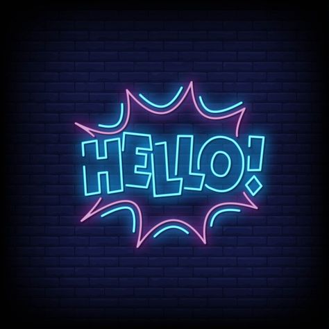 Hello neon style text Premium Vector | Premium Vector #Freepik #vector #light #retro #quote #font Hello Quotes, Neon Quotes, Neon Style, Neon Words, Light Quotes, Neon Logo, Neon Fashion, Lit Wallpaper, Neon Wallpaper