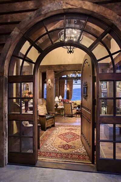 Door Archway, Rustic Entryway, Wood Front Doors, Casas Coloniales, Beautiful Doors, Cabin Homes, Log Homes, The Doors, Door Design