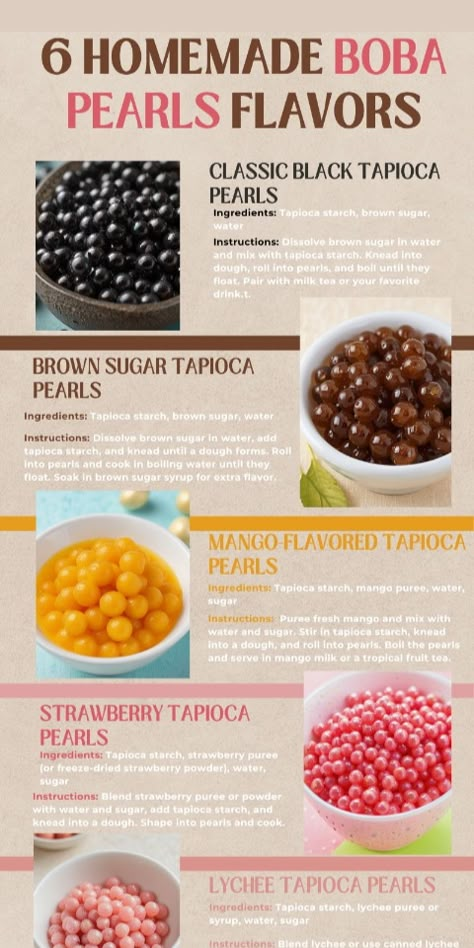 If you are a boba tea lover, twist and make these 6 easy boba pearls recipes at home. These include boba pearls recipe strawberry, boba pearls recipe brown sugar, and many more! Boba Pearls Recipes, Easy Bubble Tea Recipe, Strawberry Boba, Boba Tea Recipe, Bubble Tea Recipe, Fun Drink Recipe, Milk Tea Recipes, Resep Smoothie, Iced Drinks Recipes