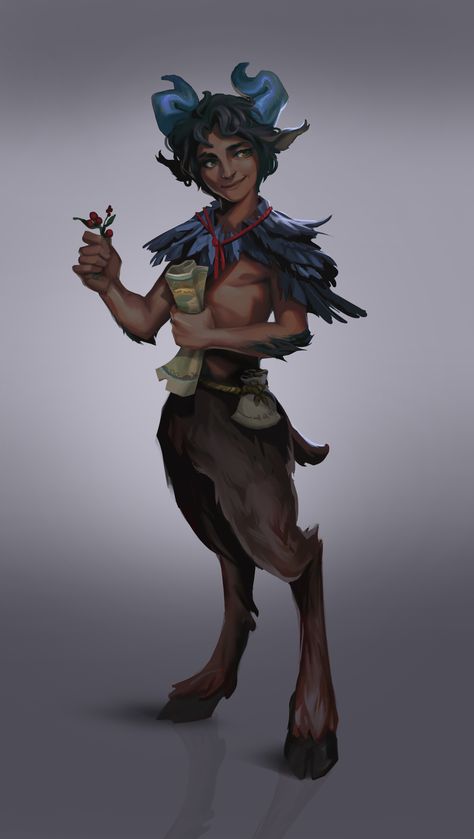 Fauns And Satyrs, Satyr Rogue Dnd, How To Draw A Satyr, Satyr Art Reference, Faun Drawing Base, Satyr Legs Drawing, Satyr Fanart, Satyr Concept Art, Satyr Male Character Design