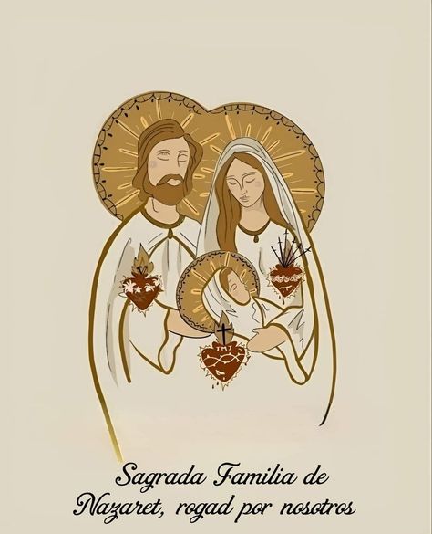 Sacred Family Art, Holy Family Wallpaper, Holy Family Art, Catholic Wallpaper, Catholic Christmas, Mary And Joseph, Catholic Pictures, Jesus Mary And Joseph, The Holy Family