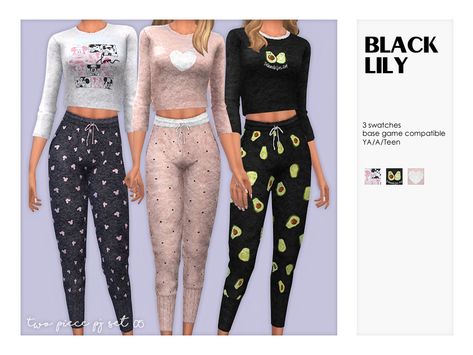 Black Lily's Two Piece PJ Set 05 The Sims Resource Sleepwear, Sims 4 Pj Set Cc, Sims 4 Two Piece Set, Sims 4 Pj Cc, Sims 4 Pyjamas Cc, Sims 4 Cc Nightwear, Sims 4 Cc Sims Resource, Sims 4 Cc Sleepwear, Sims 4 Cc Pjs