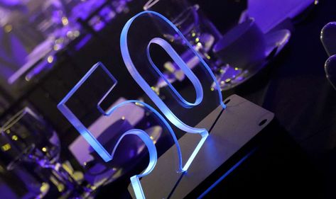 Table numbers for corporate events and parties, in the form of a beautiful, acrylic table centrepiece! Neon Sign Centerpiece, Corporate Event Centerpieces, Futuristic Table, Led Centerpieces, Non Floral Centerpieces, Acrylic Table Number, Event Centerpiece, Events Decor, Table Centrepiece