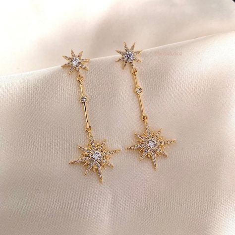 Celestial Star Sun Dangle Earrings Gold Dangle Drop Earrings - Etsy UK Celestial Wedding Earrings, Percy Jackson Oc, Gold Rhinestone Earrings, Girly Hair, Pageant Earrings, Sun Earrings, Bridal Wedding Earrings, Dangle Earrings Gold, Celestial Wedding