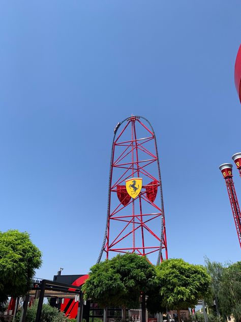 Red Force, Ferrari Land, PortAventura World Port Aventura, Red Force, Fake Account, Ferrari World, Roller Coasters, Space Needle, Roller Coaster, Theme Park, Kylie Jenner