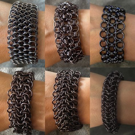 Chainmail Bracelet Tutorial, Chain Mail Bracelet, Chain Mail Jewelry, Chainmail Diy, Viking Accessories, Chainmaille Jewelry Patterns, Chain Maille Patterns, Chainmail Patterns, Chainmail Necklace