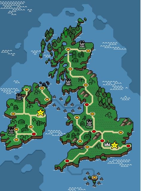 Pixel Map, British Isles Map, My Map, Cartography Map, Game Map, Keyboard Warrior, Pixel Game, Super Mario Games, Anime Bleach