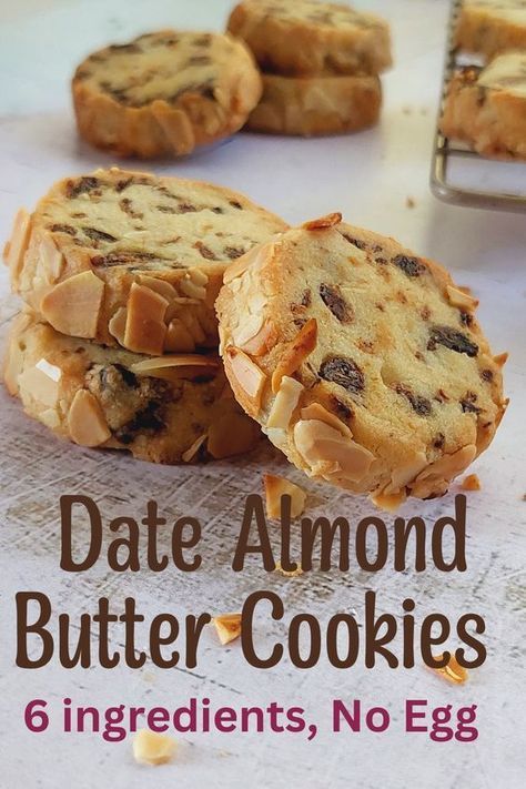 Date Almond Butter, Date Cookies, Resepi Biskut, Almond Butter Cookies, Eggless Recipes, Butter Cookies Recipe, Delicious Cookie Recipes, Almond Cookies, Lost 100 Pounds