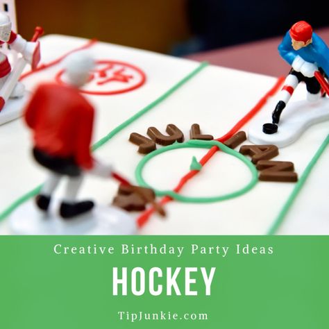 Amazing Hockey Birthday Party Ideas {score!} – Tip Junkie Ice Hockey Birthday Party Ideas, Hockey Birthday Party Ideas, Hockey Themed Party, Watch Party Food, Hockey Birthday Party, Sports Party Food, Creative Birthday Party Ideas, Hockey Wedding, Hockey Birthday Parties