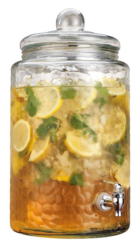 Where to find Hammered Glass Beverage Dispenser 3 gal. in San Francisco Lemonade Water, Dream Wedding Ideas, Mason Jar Drinks, Glass Beverage Dispenser, Serveware Set, Drink Design, Glass Drink, Beverage Dispenser, Beverage Dispensers