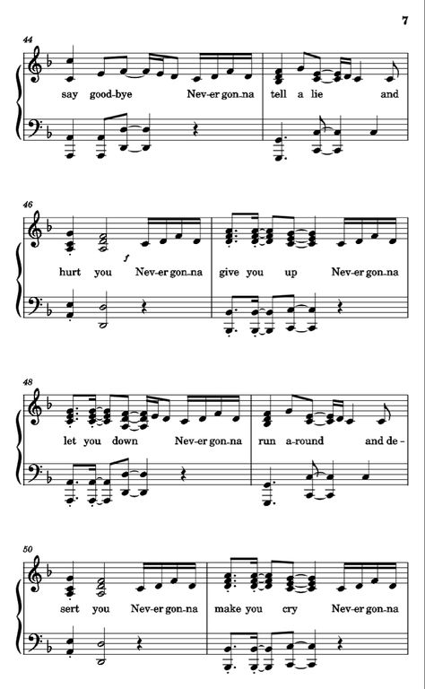 Never Gonna, Piano Sheet, Sheet Music, Piano, Music