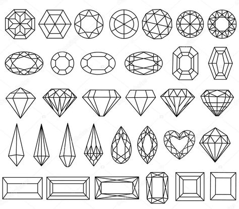 Jewel Drawing, Gem Drawing, Gem Tattoo, Jewel Tattoo, Crystal Drawing, Graphic Drawing, Jewellery Design Sketches, Jewelry Illustration, Gemstone Art