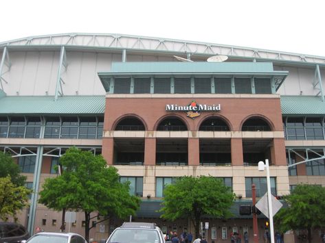 Minute Maid Park exterior Houston Hotels, Astros Game, Downtown Core, Houston Restaurants, Minute Maid Park, Shake Shack, Minute Maid, Downtown Houston, Train Depot