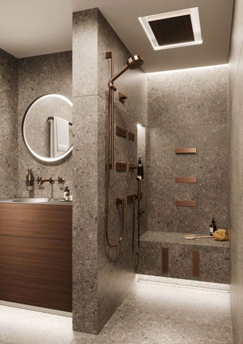 48 Inspiring Small Bathroom Design Ideas in Apartment ~ Matchness.com تصميم دورة مياه, Makeover Kamar Mandi, Bilik Air, Bathroom Shower Design, Small Bathroom Makeover, Apartment Bathroom, Trendy Bathroom, Small Bathroom Design, Minimalist Bathroom