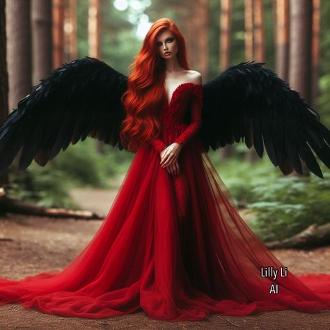 Red Head Angel, Woman With Red Hair, Univers Marvel, Angel Dress, Red Head, Ethereal Beauty, Fallen Angel, Character Creation, Red Fashion