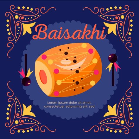 Flat design traditional baisakhi drum Fr... | Free Vector #Freepik #freevector #celebration Decoration Ideas For School Board, Baisakhi Decoration Ideas, Baisakhi Craft, Decor Entertainment Center, Lohri Greetings, Baisakhi Festival, Happy Baisakhi, Punjabi Culture, School Board Decoration