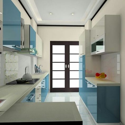 small modular kitchen design ideas 2022 --Kitchen Decoration Inspiration 2bhk Kitchen Design, Hettich Kitchen Design, Blue Kitchen Interior, Parallel Kitchen Design, Simple Kitchen Design, Kitchen Design Color, Kitchen Modular, Kitchen Cupboard Designs, Modular Kitchen Designs