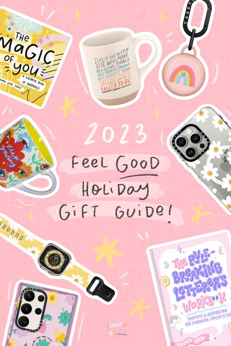 Shop the feel-GOOD gift guide 2023, featuring unique and heartwarming gifts from small businesses and artists. Perfect for adding joy to the season of giving! Gift Guide Template, Gift Guide Design, Feel Better Gifts, Guide Design, Laura Jane, Season Of Giving, Embrace Imperfections, Guide Template, Christmas Gift Guide