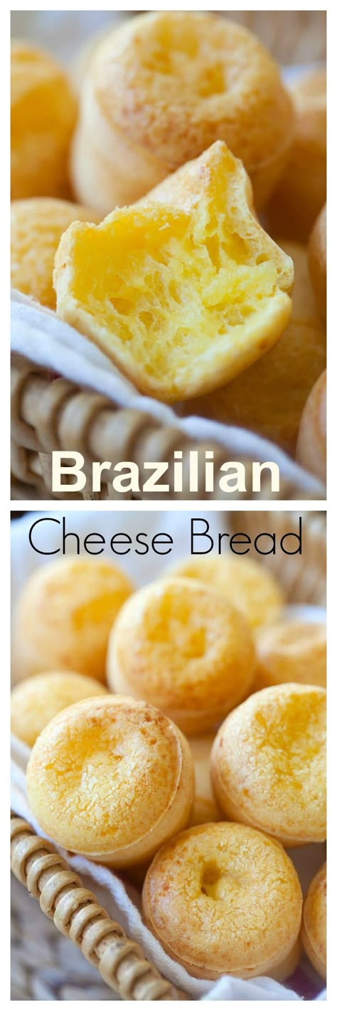 Types Of Breads, Brazilian Cheese Bread, Cheese Roll, Cheesy Bread, Tapioca Flour, Simply Recipes, Brazilian Food, Cheese Bread, Cooking Ideas