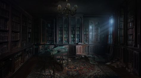 Forgotten Library - the Last Dead End concept art, Andrii Shafetov on ArtStation at https://www.artstation.com/artwork/Pe6bZ Abandoned Library, Gothic Library, Interior Concept Art, Background Images Free Download, Library Aesthetic, Library Art, Picsart Background, Background Images Hd, Photo Background Images