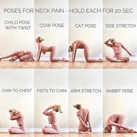 ⏩Here are some such #yoga #asanas which can be #beneficial in relieving neck pain. ⏩⏩Neck pain is a common complaint. ⏩⏩Neck #muscles can be inflicted by poor #posture - whether it is leaning on your #computer or #hunching over your work area. ⏩⏩#Osteoarthritis is also a common cause of neck pain. ⏩⏩Rarely, #neck #pain can be a symptom of a more serious problem. ⏩⏩Seek medical care if you have numbness or loss in your #arms or #hands along with your neck pain, or if your #shoulder is #aching or Rabbit Pose, Cow Pose, Yoga Posen, Yoga Exercises, Easy Yoga Workouts, Pose Yoga, Poor Posture, Stretching Exercises, Yoga Photography