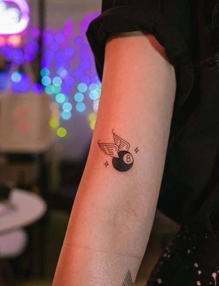 Bingo Ball Tattoo, Pool Ball Tattoo Ideas, 8 Ball Tattoo Ideas, Billard Tattoo Design, Lucky 8 Ball Tattoo, Pool Tattoo 8 Ball, 8 Ball Spider Tattoo, Snooker Tattoo, 8 Ball Pool Tattoo Ideas