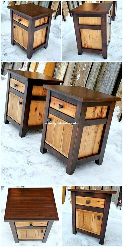 Side Table Plans, Pallet Side Table, Small Porch, Rustic Furniture Diy, Homemade Furniture, Wooden Pallet Furniture, Wooden Pallet Projects, Diy Holz, Wood Furniture Diy