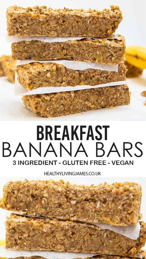 Breakfast Banana Bars, Gluten Free Vegan Breakfast, Breakfast Bars Healthy, Breakfast Banana, Healthy Snack Bars, Motivasi Diet, Perfect Healthy Breakfast, Banana Bars, Decorações Com Comidas