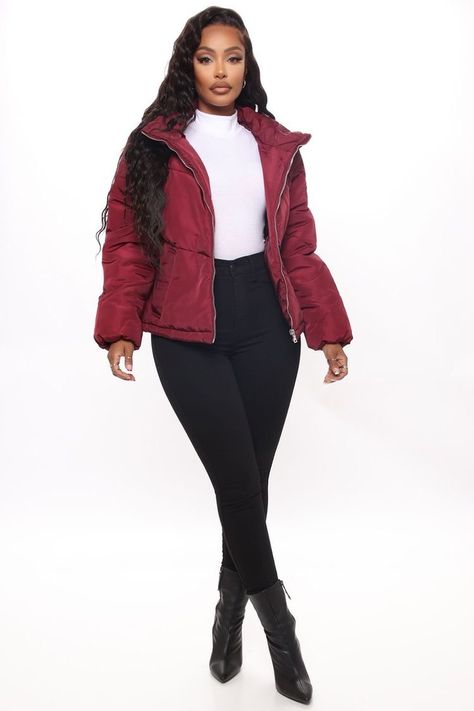 Jogger Set Outfits Women, Yodit Yemane, Coats Fashion, Burgundy Jacket, Fashion Nova Outfits, Swag Outfits For Girls, White Dresses For Women, Causual Outfits, Casual Chic Outfit