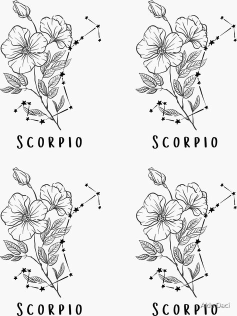 Scorpio Flower Tattoo Zodiac Signs, Scorpio Zodiac Flower Tattoo, Geranium Tattoo, Scorpio Constellation Tattoos, Scorpio Zodiac Tattoos, Zodiac Sign Test, Astrology Symbols, Scorpio Constellation, Scorpio Tattoo