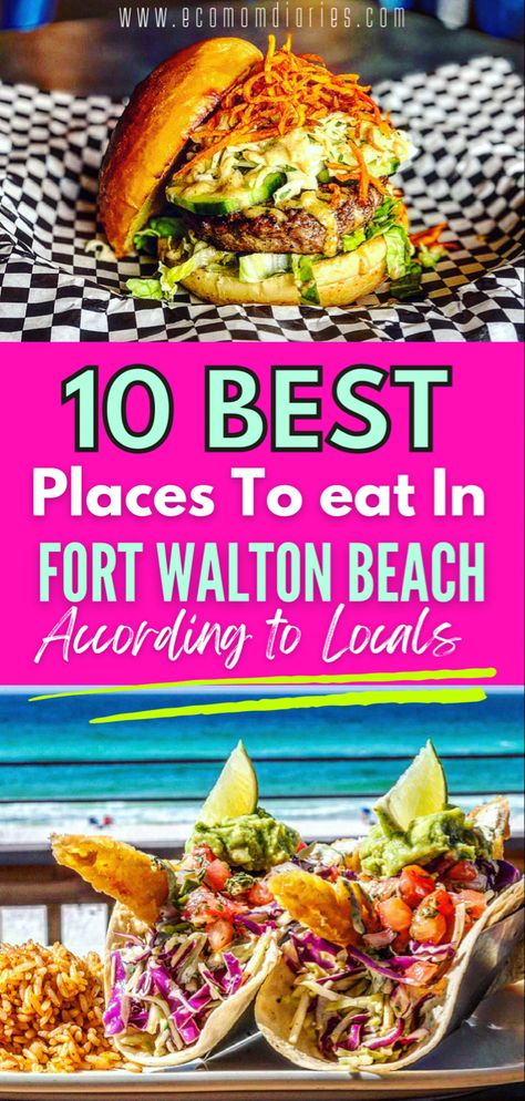 Did you know that Fort Walton Beach is more than just delicious seafood? We have so many local gems like “street food” style taco joints, Hawaiian food and more. As a local who frequents these establishments, I’ve made a list of my top 10 favorite local restaurants (and food trucks) that are worth every penny! #fortwaltonbeach #emeraldcoast #okaloosacounty #northwestflorida #floridatravel #travel #beachdestinations #foodreview #restaurantreview Ft Walton Beach Florida Restaurants, Things To Do In Fort Walton Beach Fl, Fort Walton Beach Florida Restaurants, Ft Walton Beach Florida Things To Do, Fort Walton Beach Florida Attractions, Beach Restaurant Food, Ft Walton Beach Florida, Florida In December, Okaloosa Island Florida