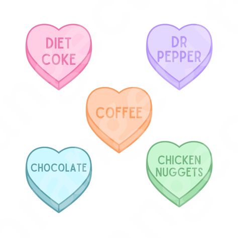 Download Valentine's Day clip art image for teachers, classroom lessons, scrapbooking, web pages, blogs, print and more. Candy Heart Sayings, Candy Hearts Drawing, Candy Heart Drawing, Candy Heart Art, Valentines Heart Candy, Candy Heart Tattoo, Flash Drawing, Heart Diet, Coffee Candy