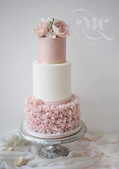 Wedding Cake Ruffles, Ruffles Wedding Cake, Blush Pink Wedding Cake, Ruffles Cake, Cakes Pink, Blush Wedding Cakes, Ruffle Wedding Cake, Wedding Cakes Elegant, Wedding Bands For Him