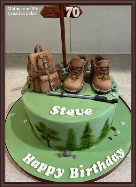 Hiking Themed Cake, Hiking Cake Ideas For Men, Hiking Cake Ideas, Hiking Cake, Running Cake, Rock Climbing Cake, Latest Birthday Cake, Usa Cake, Mountain Cake